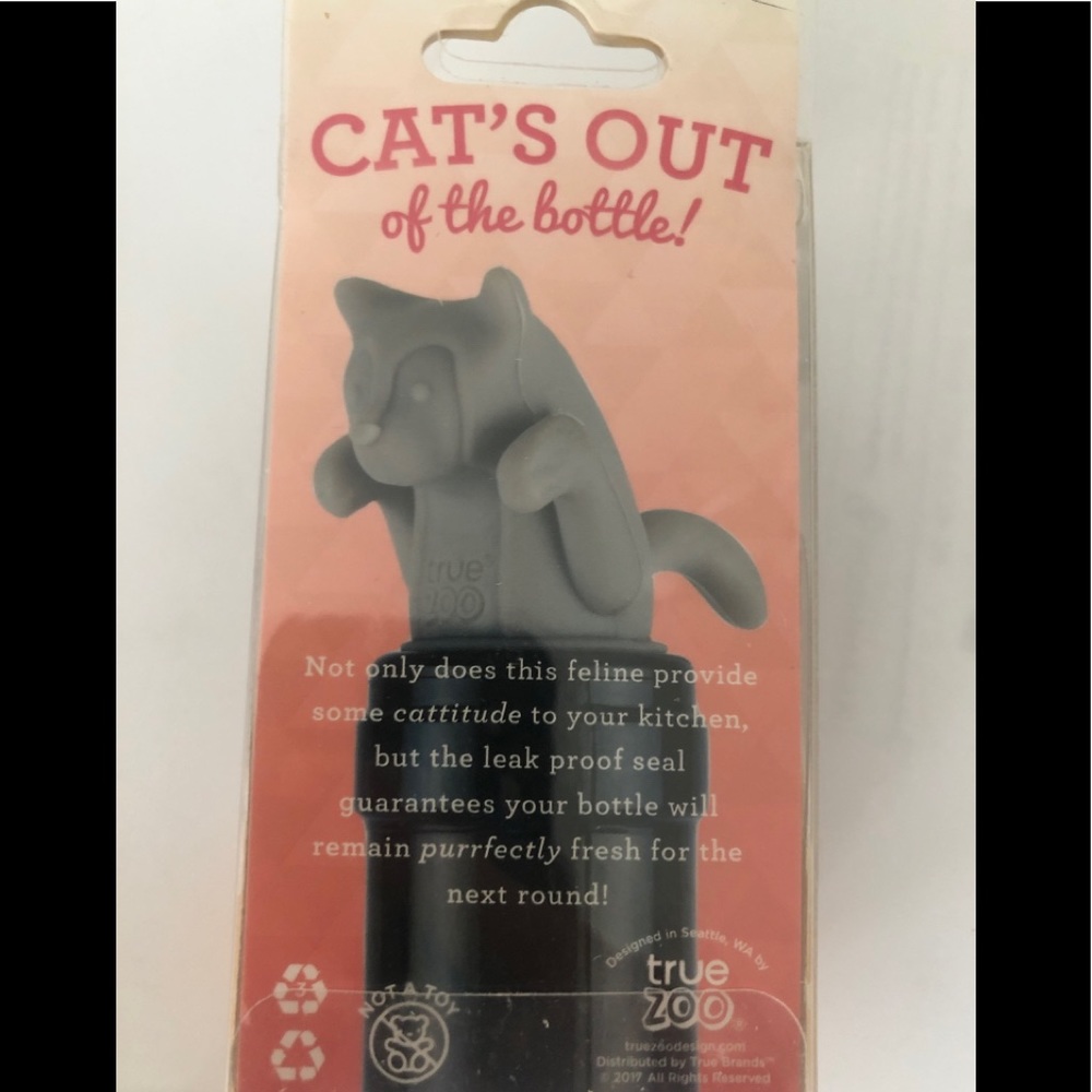 Cat bottle stopper TrueZoo, NEW orig. box, Fun gift Wine bottle cork replacement